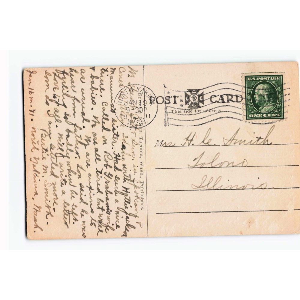 Baptist Church North Yakima Washington WA 1911 Antique Divided Back Postcard - Picture 2 of 2